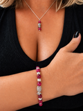 Silver Plated Pink Tiger Eye Pineapple Jewelry Set