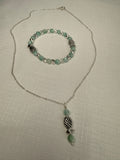 Silver Plated Green Moonstone Pineapple Jewelry Set
