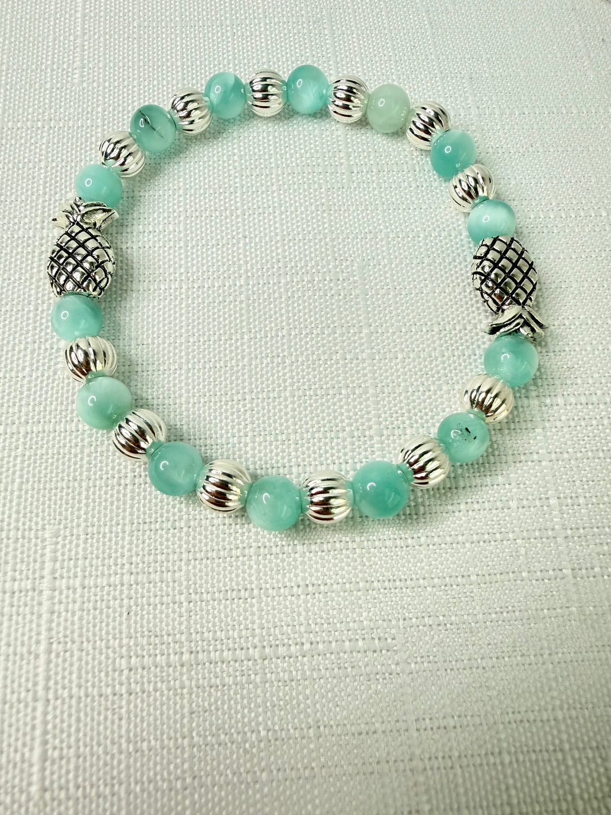 Silver Plated Green Moonstone Pineapple Jewelry Set