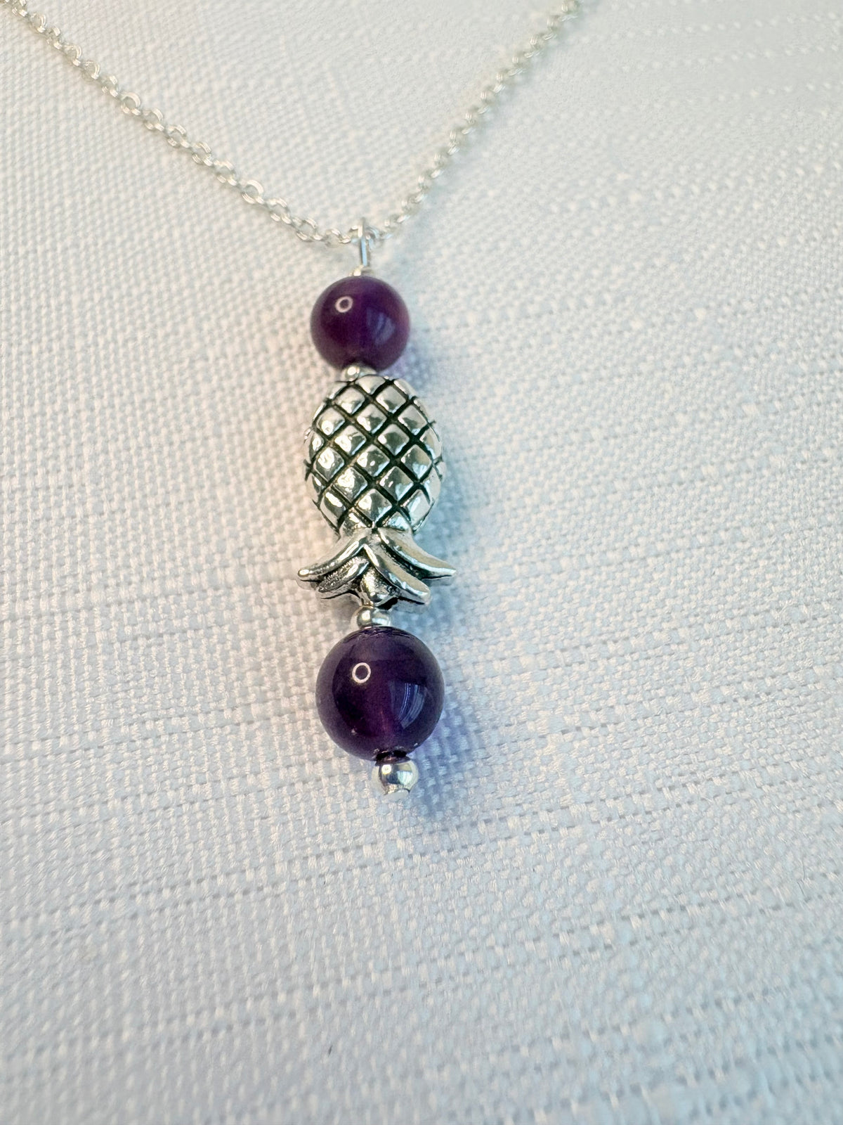 Silver Plated Purple Amethyst Pineapple Jewelry Set
