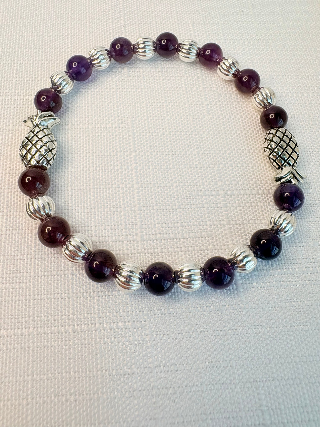 Silver Plated Purple Amethyst Pineapple Jewelry Set