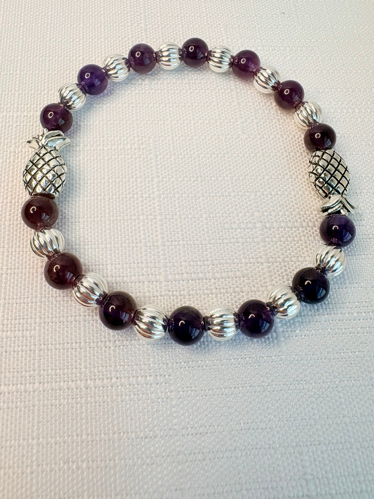 Silver Plated Purple Amethyst Pineapple Jewelry Set